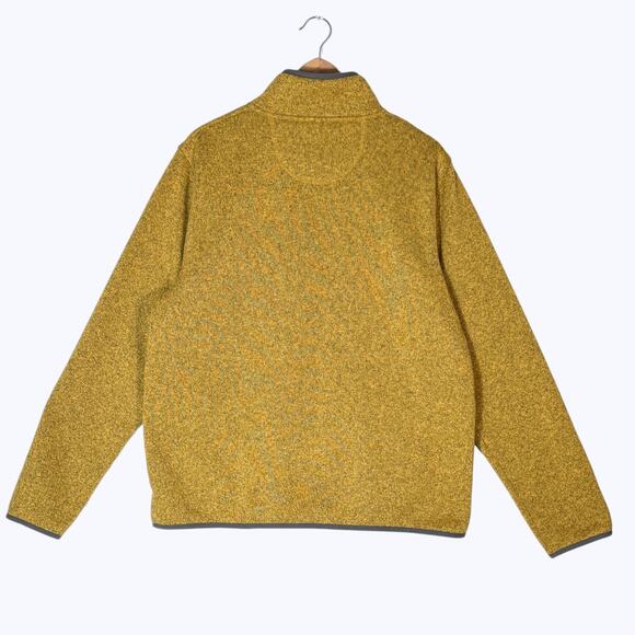 L.L. Bean Yellow Fleece Pullover Quarter Snap Sweater Men's L Cabincore Heritage - Picture 2 of 8
